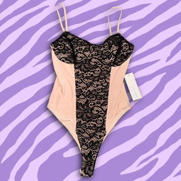 Size Small Lingerie Style Nude Lace Bodysuit - Picture 1 of 5